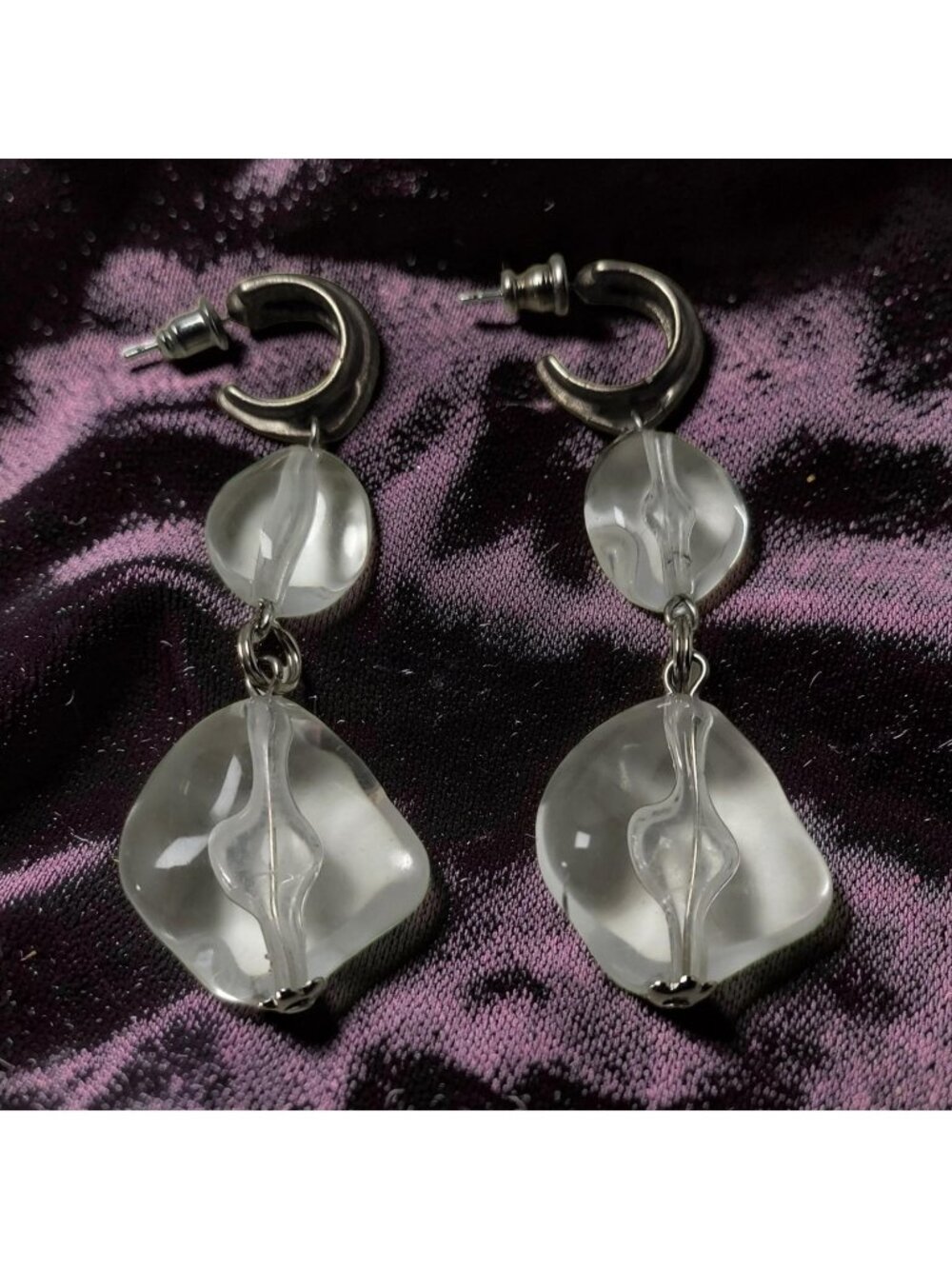 Vintage Dangle Chunky Acrylic Beaded Earrings Fashion Costume Jewelry